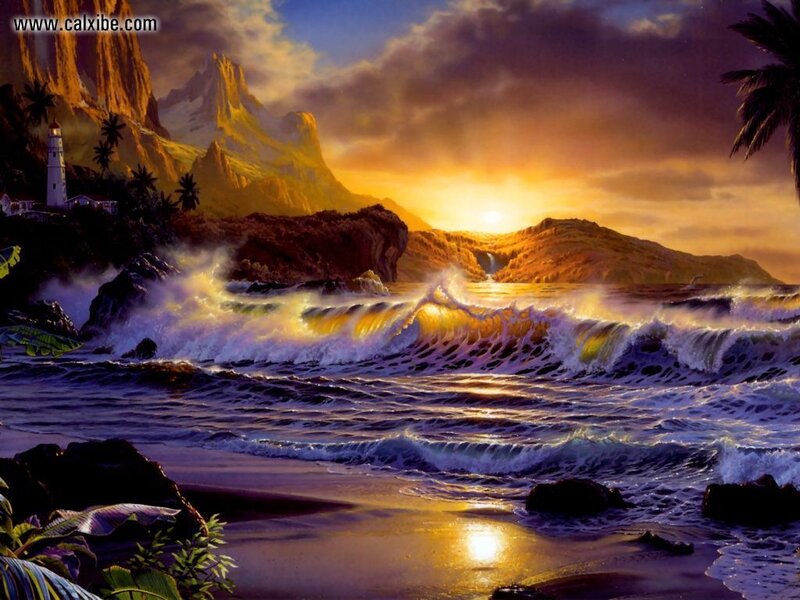 Sunset at the tropical coast