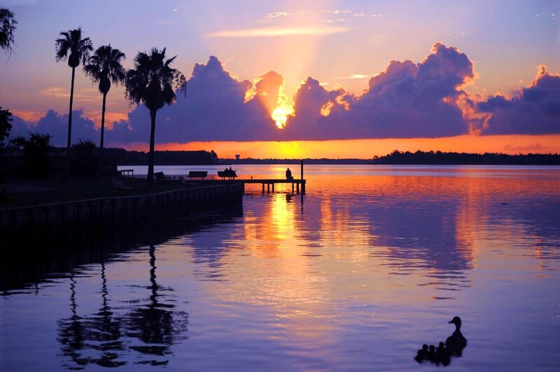 sunset at the waterfront