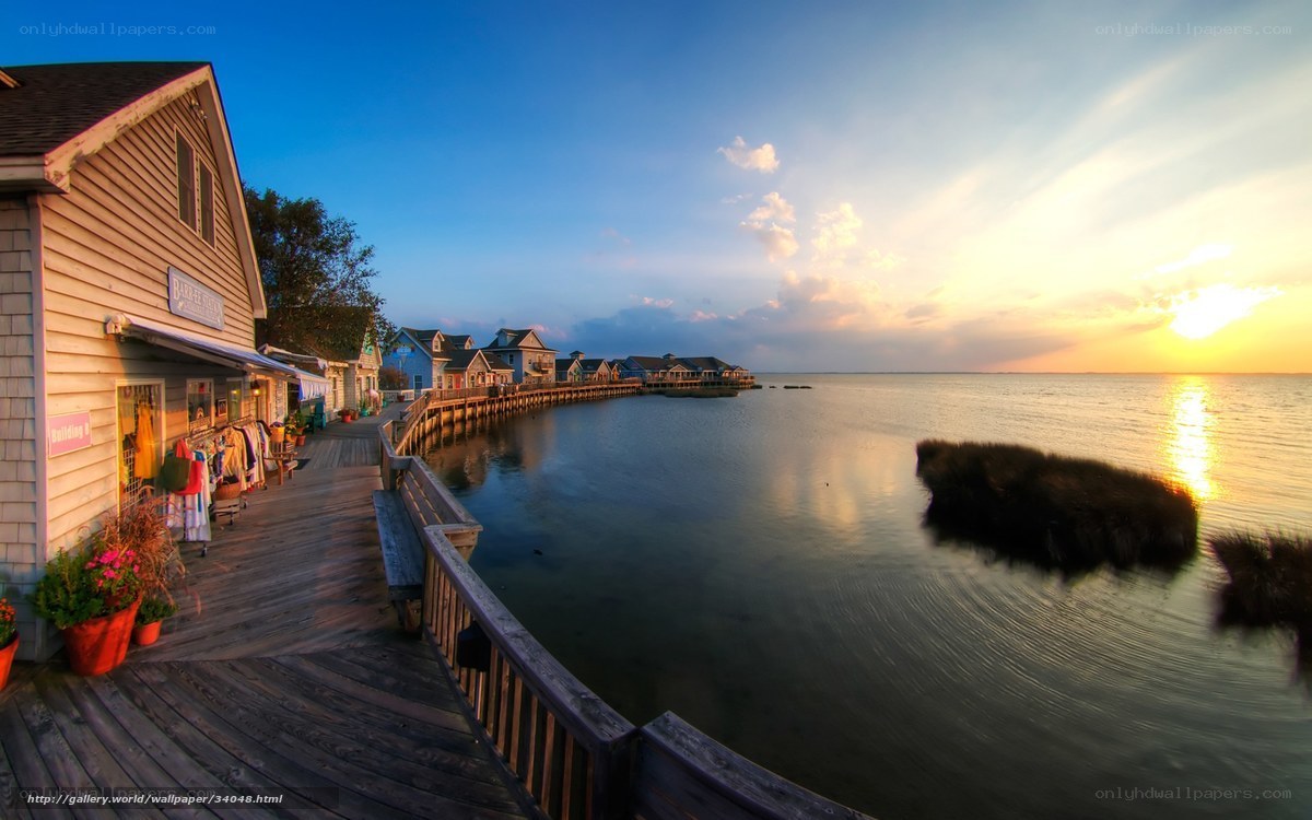 Sunset at the waterfront village
