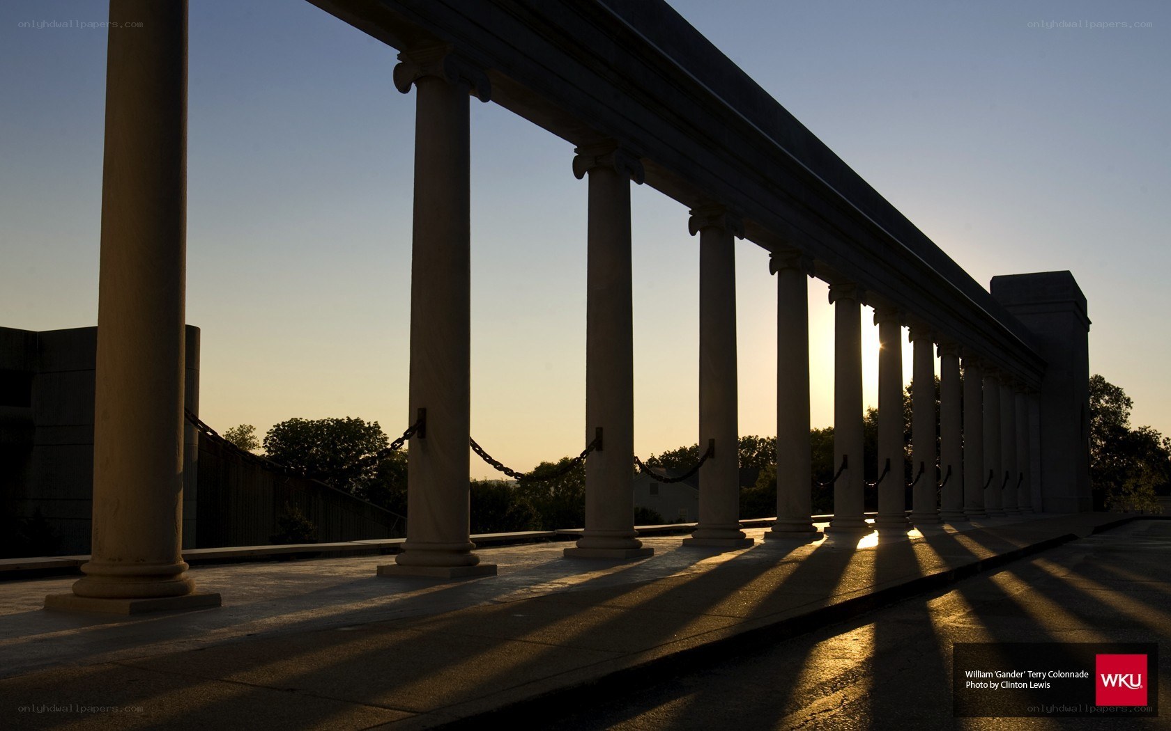 Sunset at the William Gander Terry Colonnade