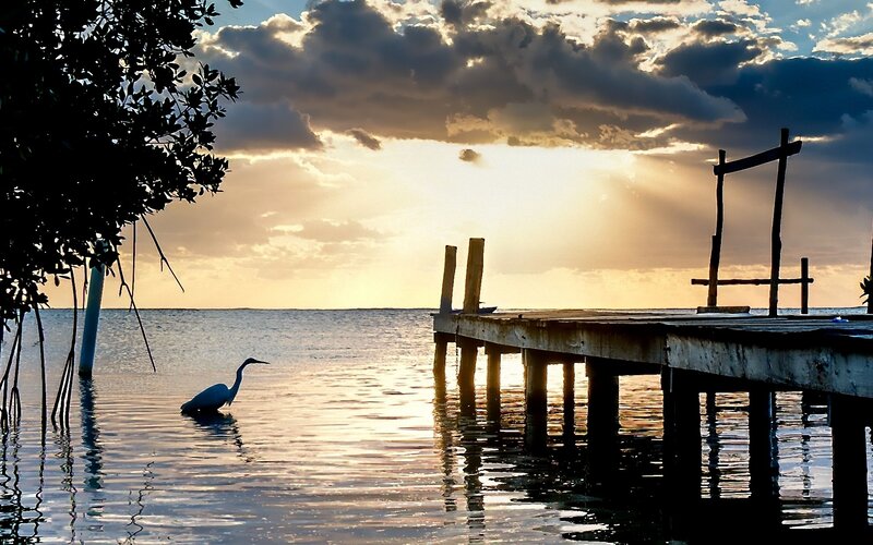 Sunset at the wooden dock