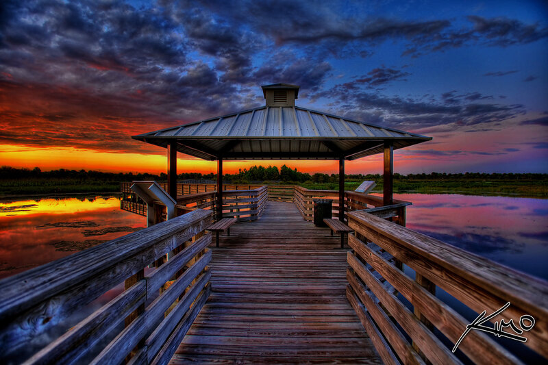 Sunset at the wooden pier