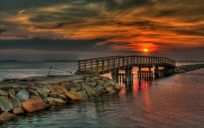 Sunset at the wooden pier