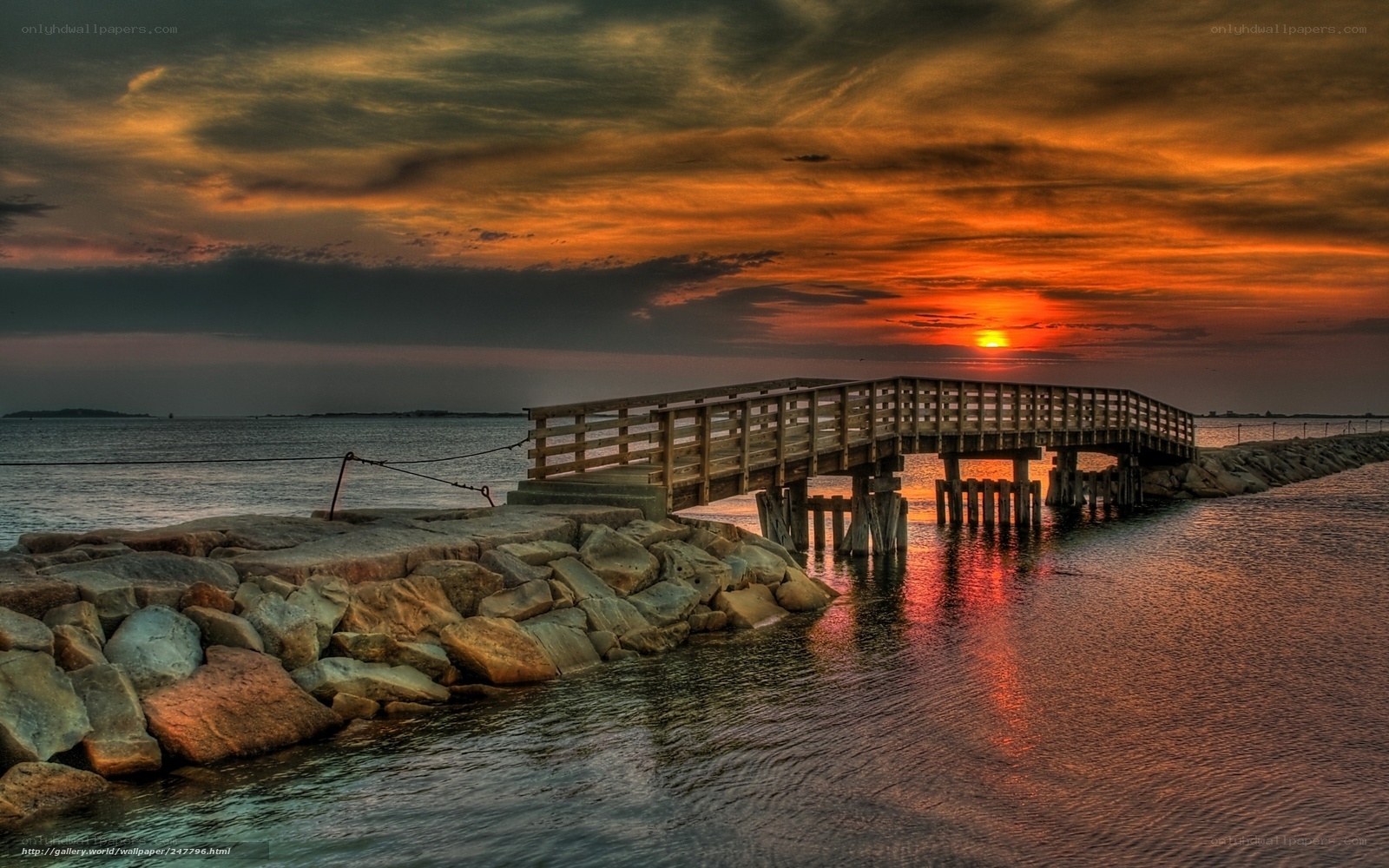 Sunset at the wooden pier