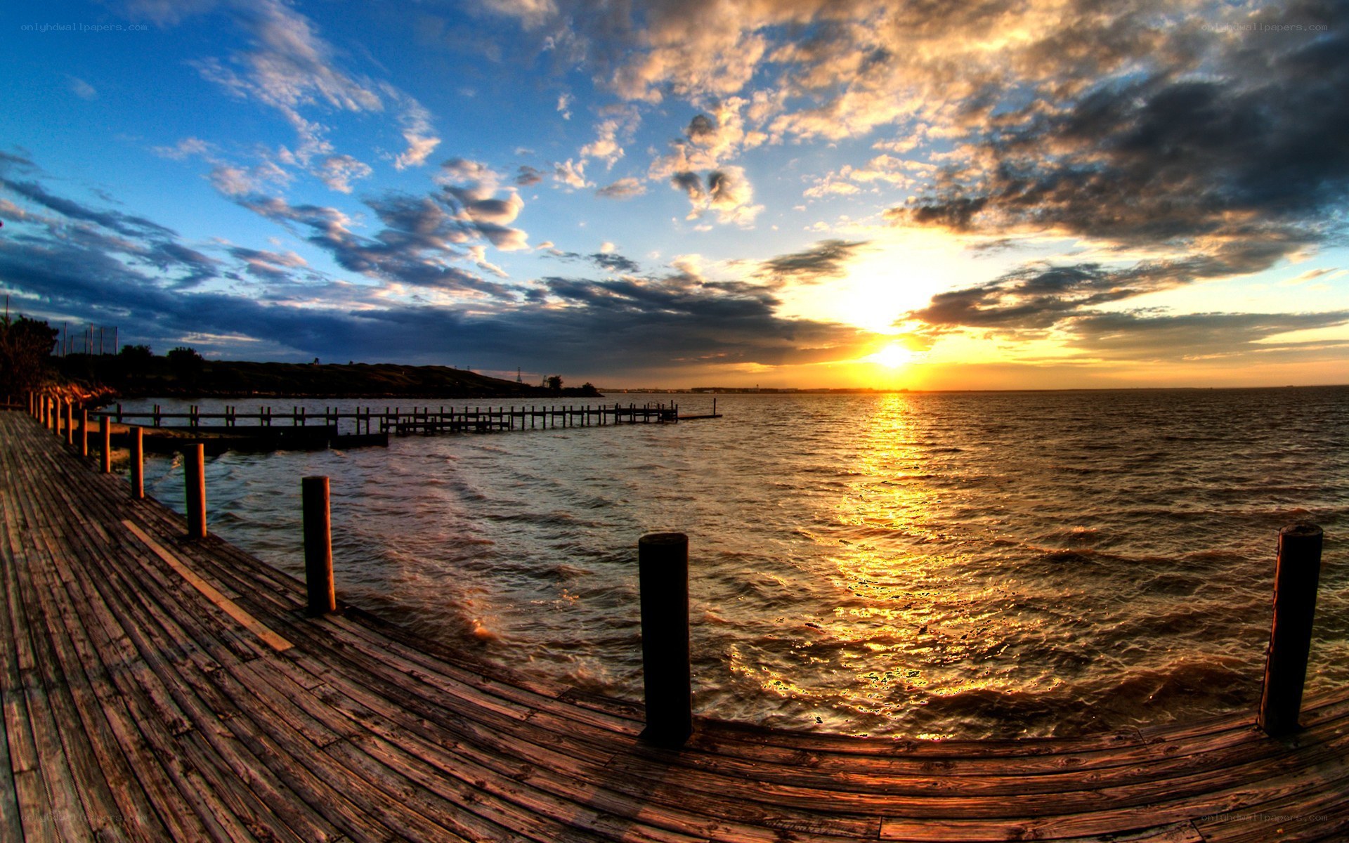 Sunset at the wooden pier