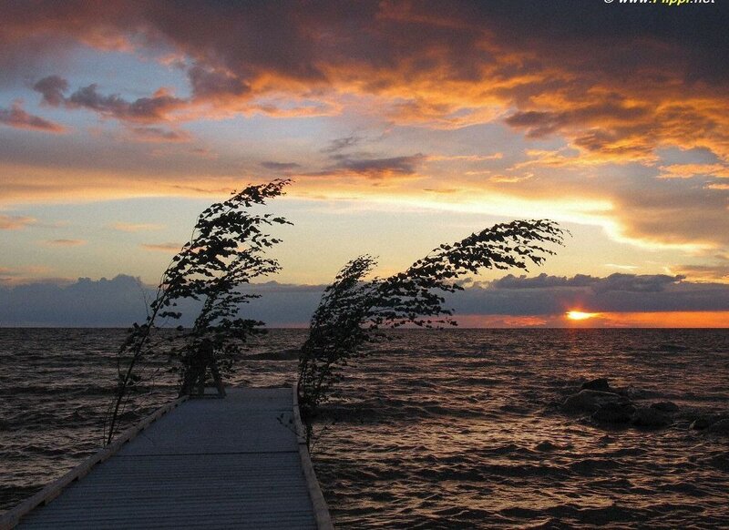 Sunset at the wooden pier