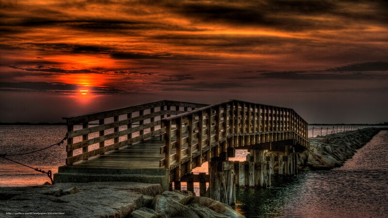Sunset at the wooden pier