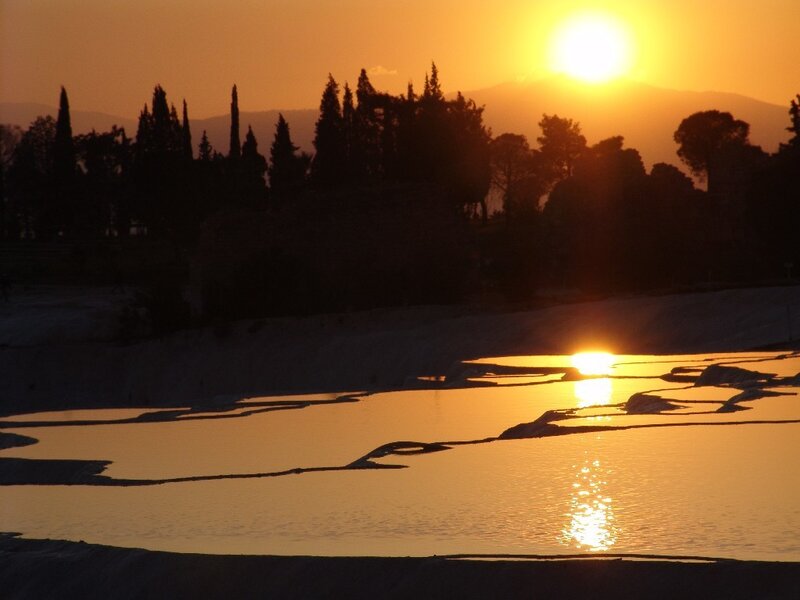 sunset at travertine pools