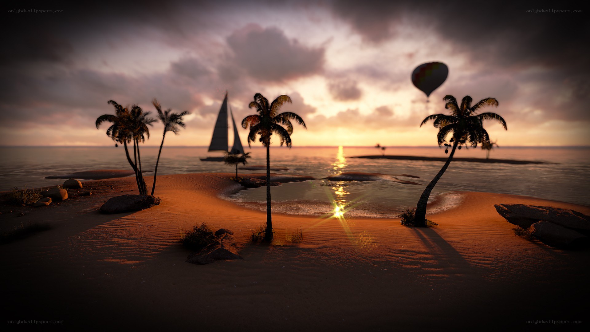 sunset at tropical beach