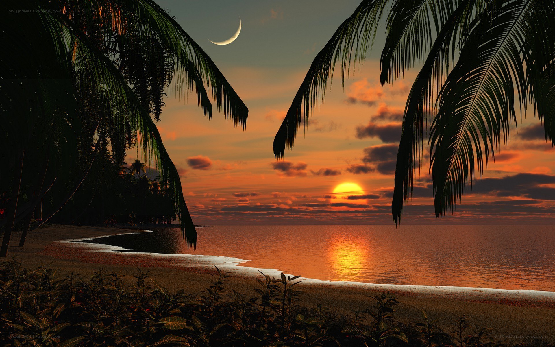 sunset at tropical beach