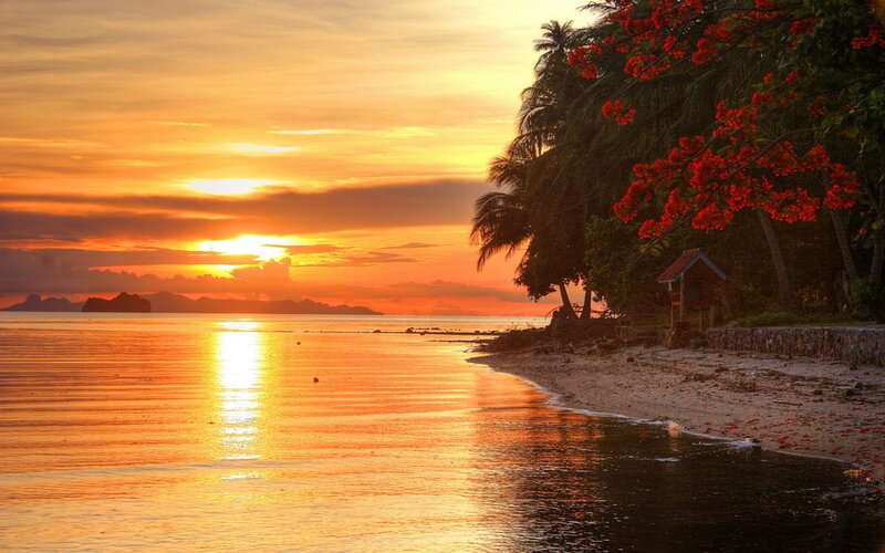 sunset at tropical beach