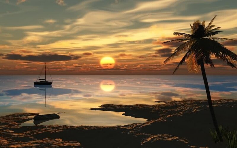 sunset at tropical beach