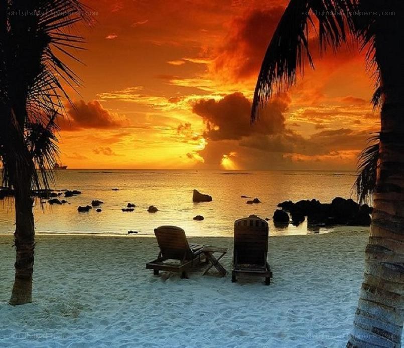 sunset at tropical beach