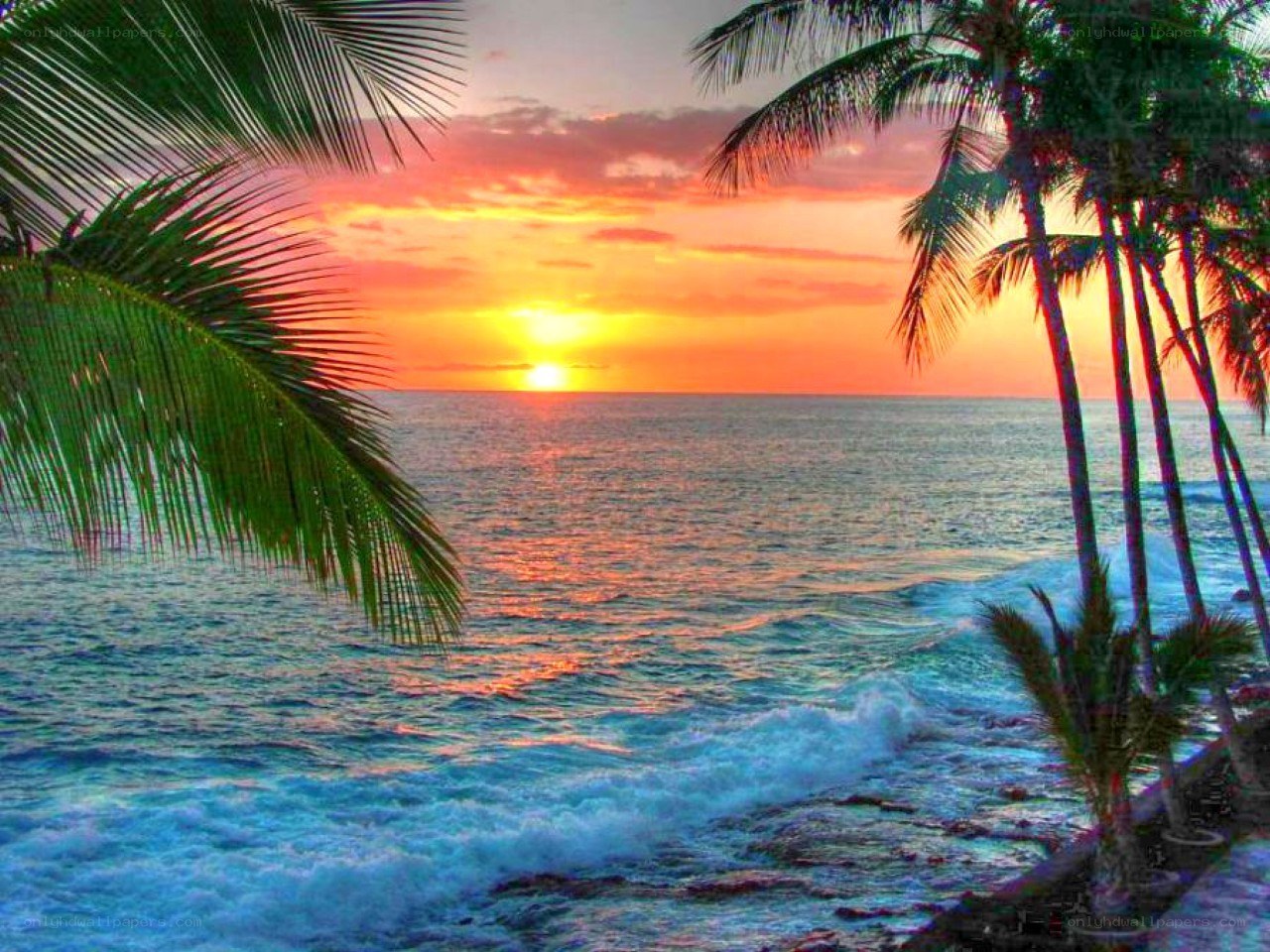 Sunset at tropical beach
