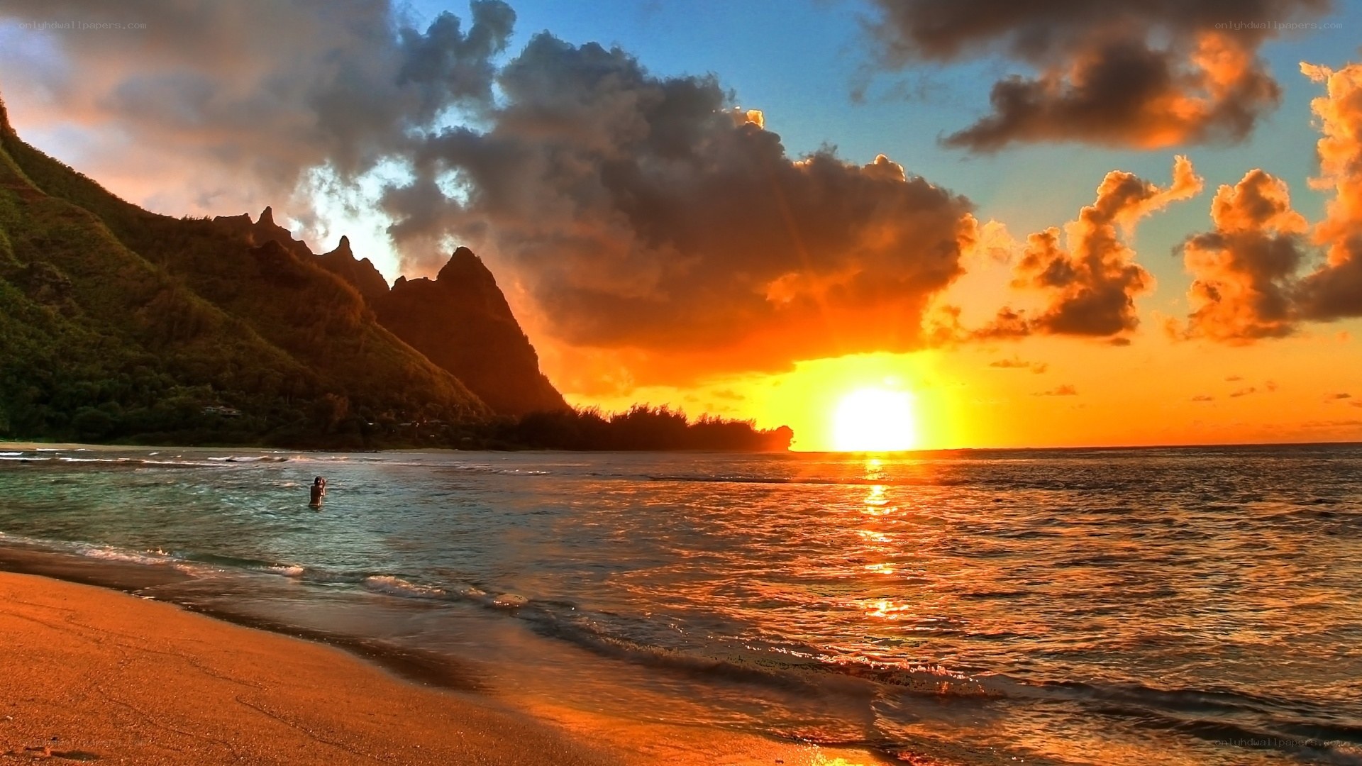 sunset at tropical beach