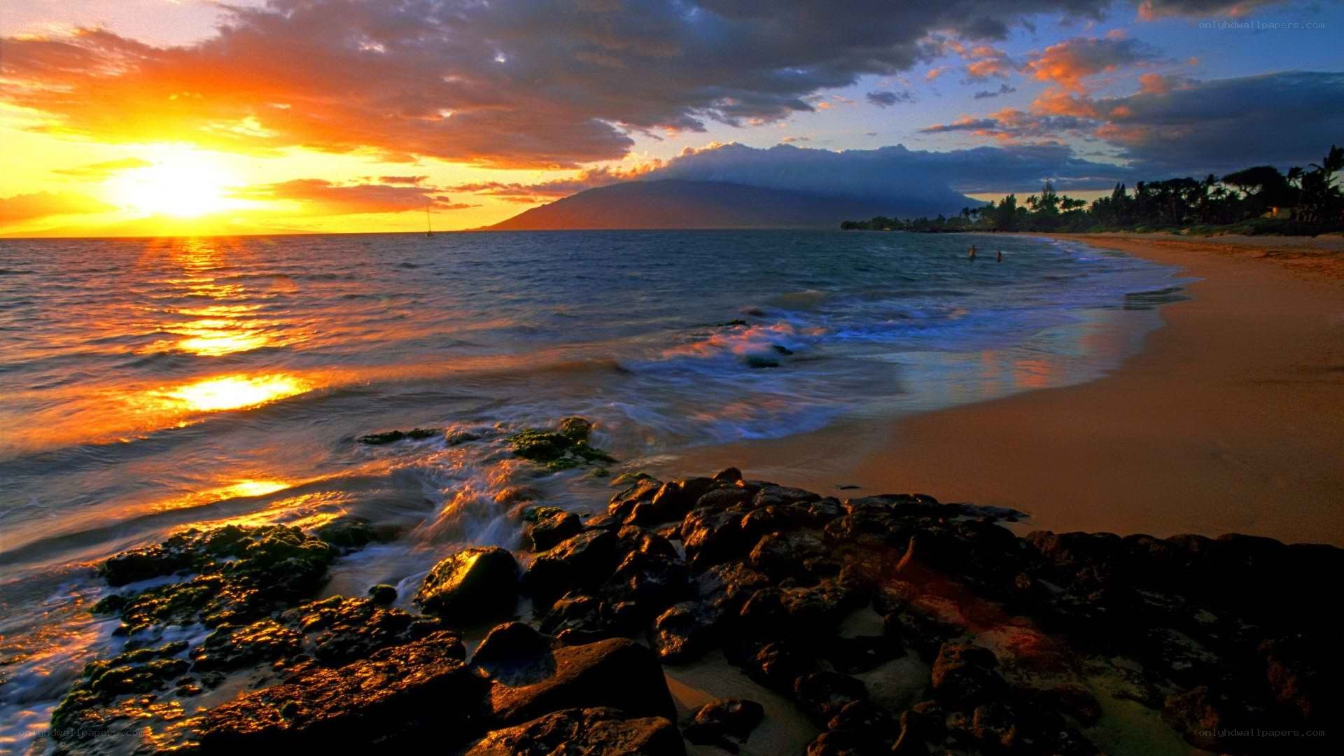 sunset at tropical beach