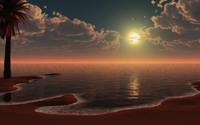 sunset at tropical beach