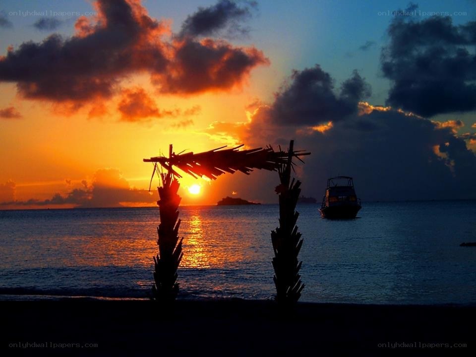 sunset at tropical beach