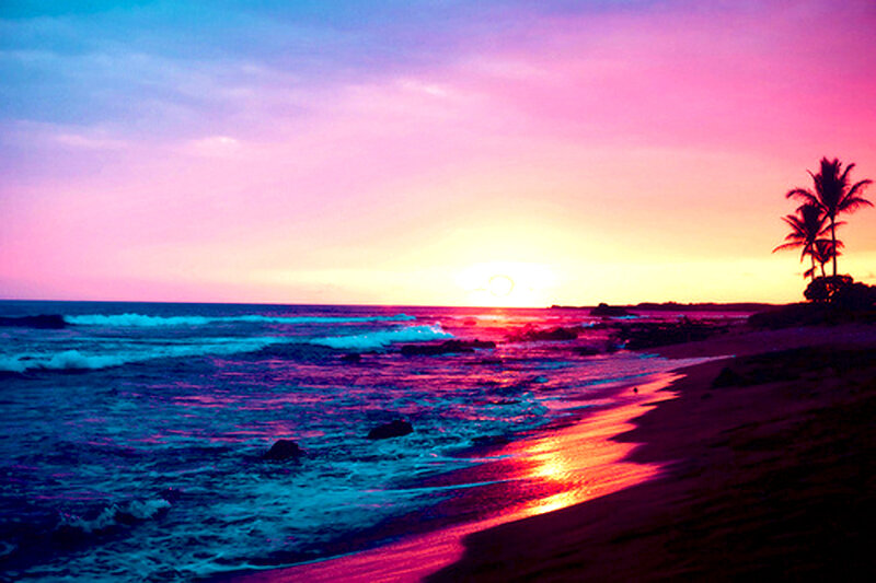 Sunset at Tropical Beach — Pink