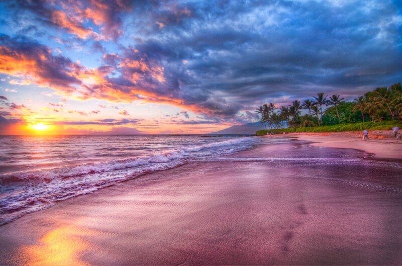 Sunset at Tropical Beach — Purple