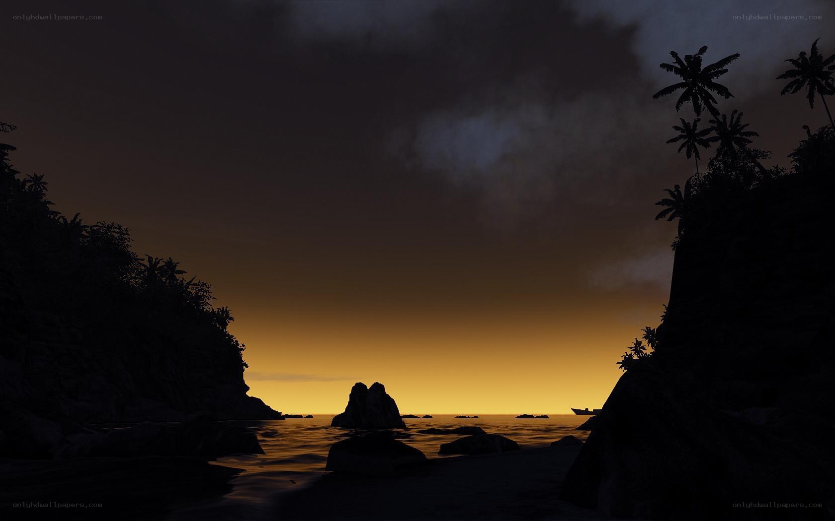 sunset at tropical cove