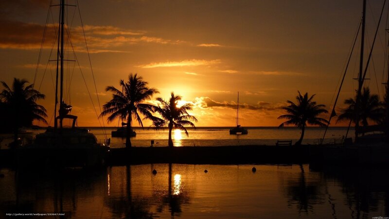 sunset at tropical harbor