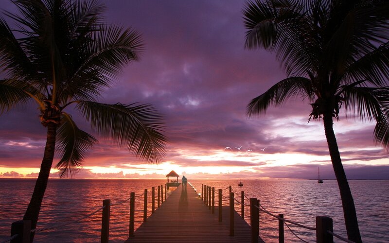 sunset at tropical pier