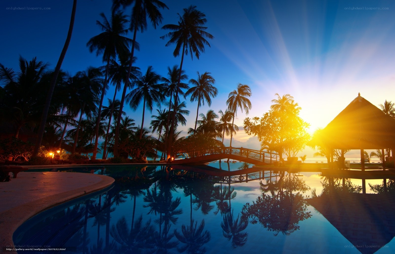 Sunset at tropical resort