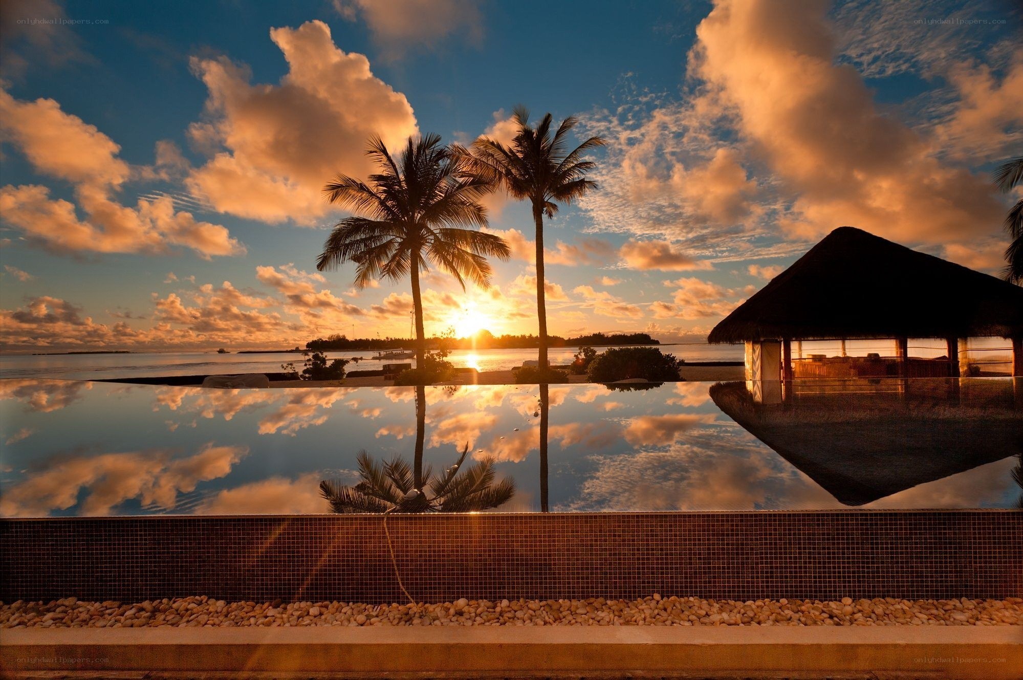 Sunset at tropical resort