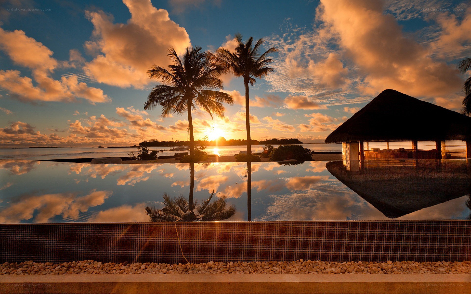 Sunset at tropical resort