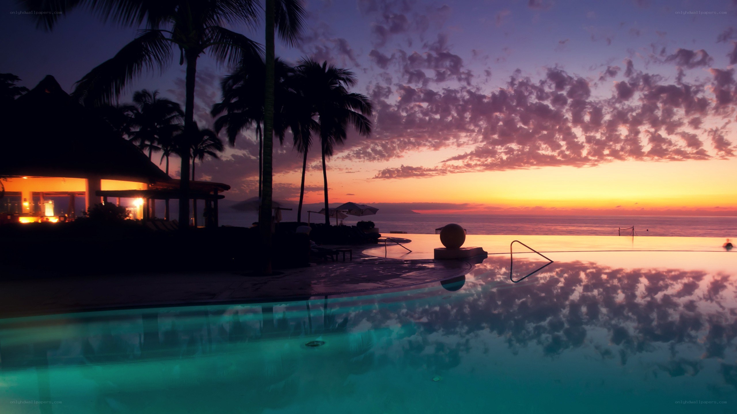 sunset at tropical resort