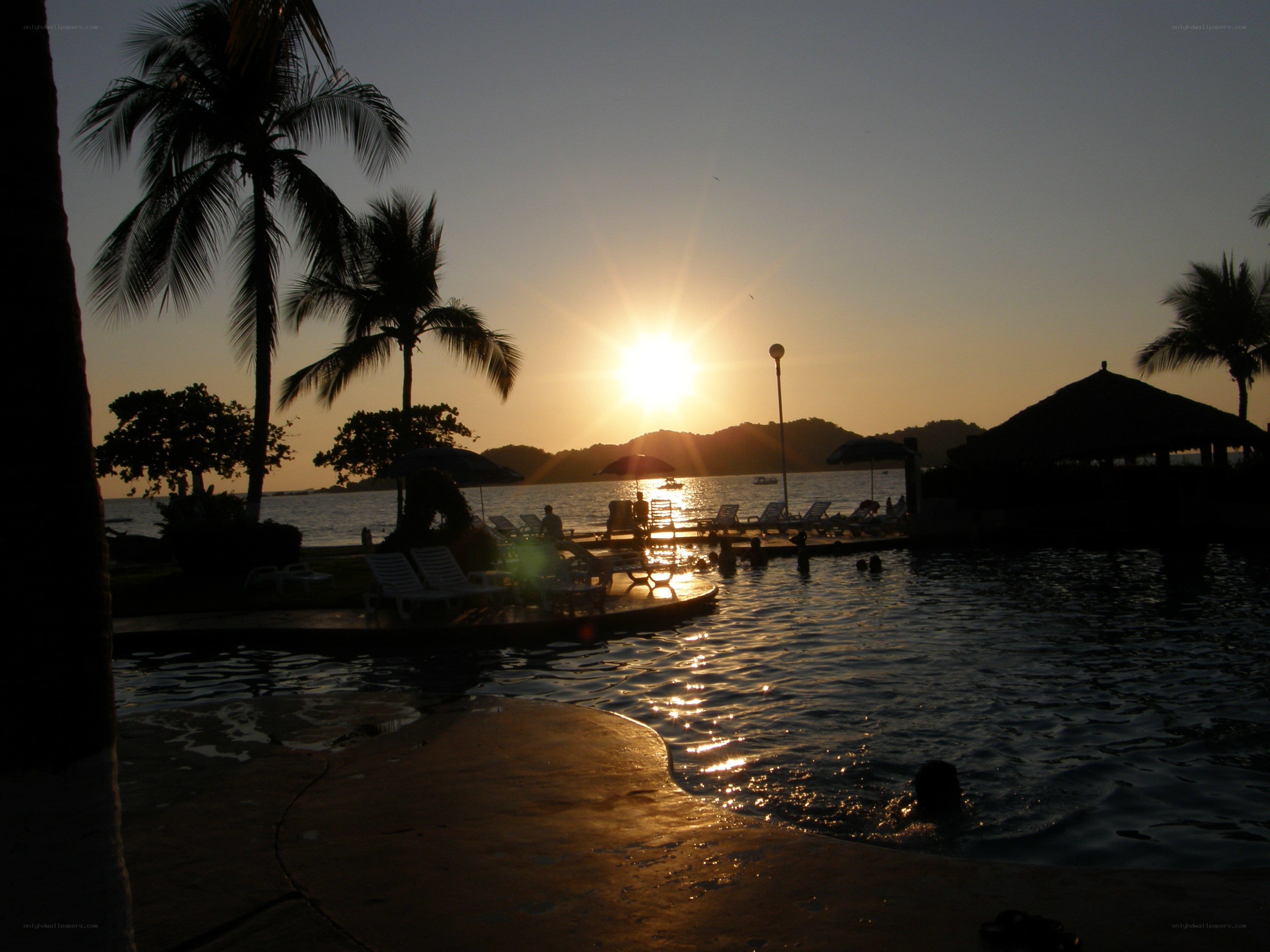 Sunset at tropical resort