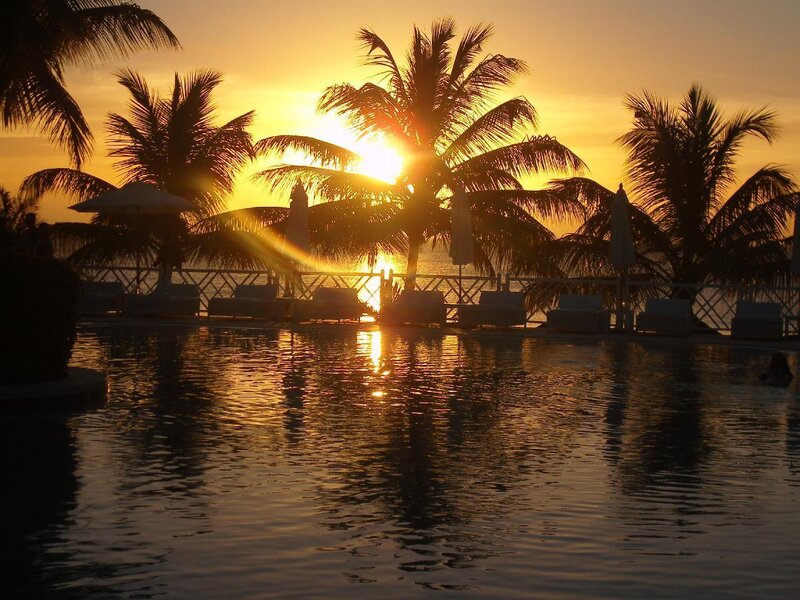 sunset at tropical resort