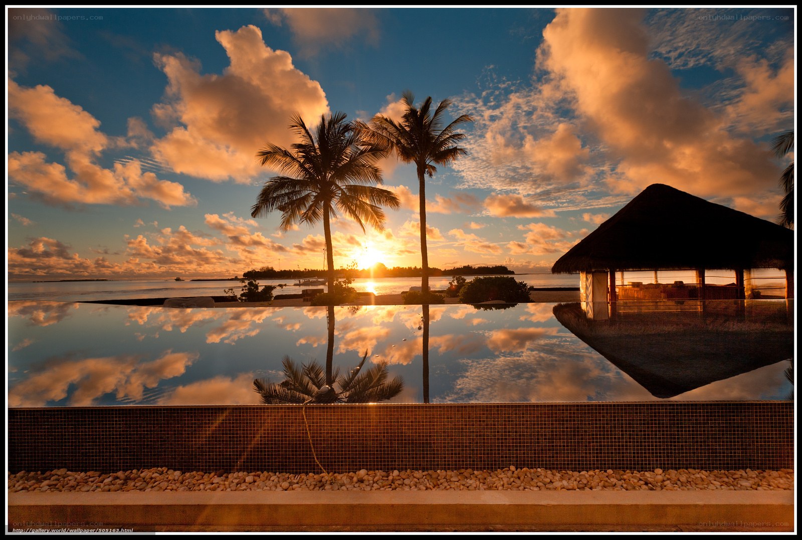 Sunset at tropical resort