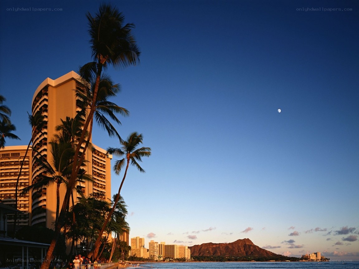 Sunset at Waikiki with Diamond Head