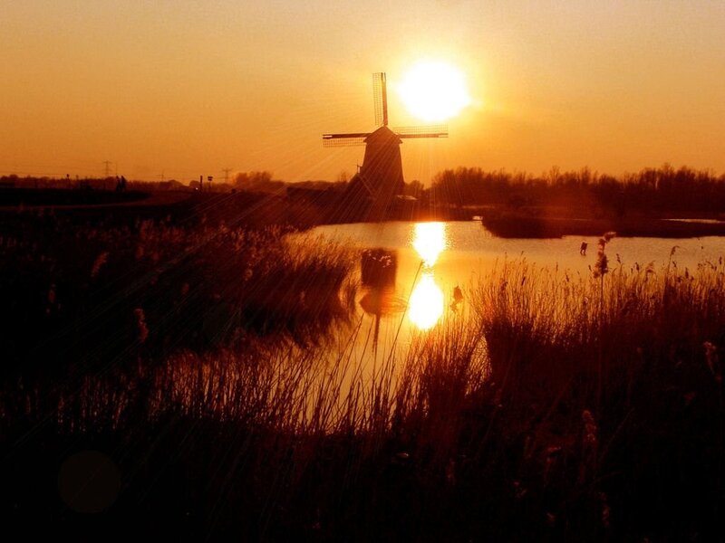 sunset at windmill