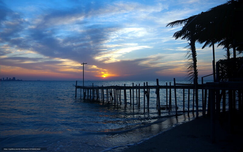 Sunset at Wooden Pier — Blue