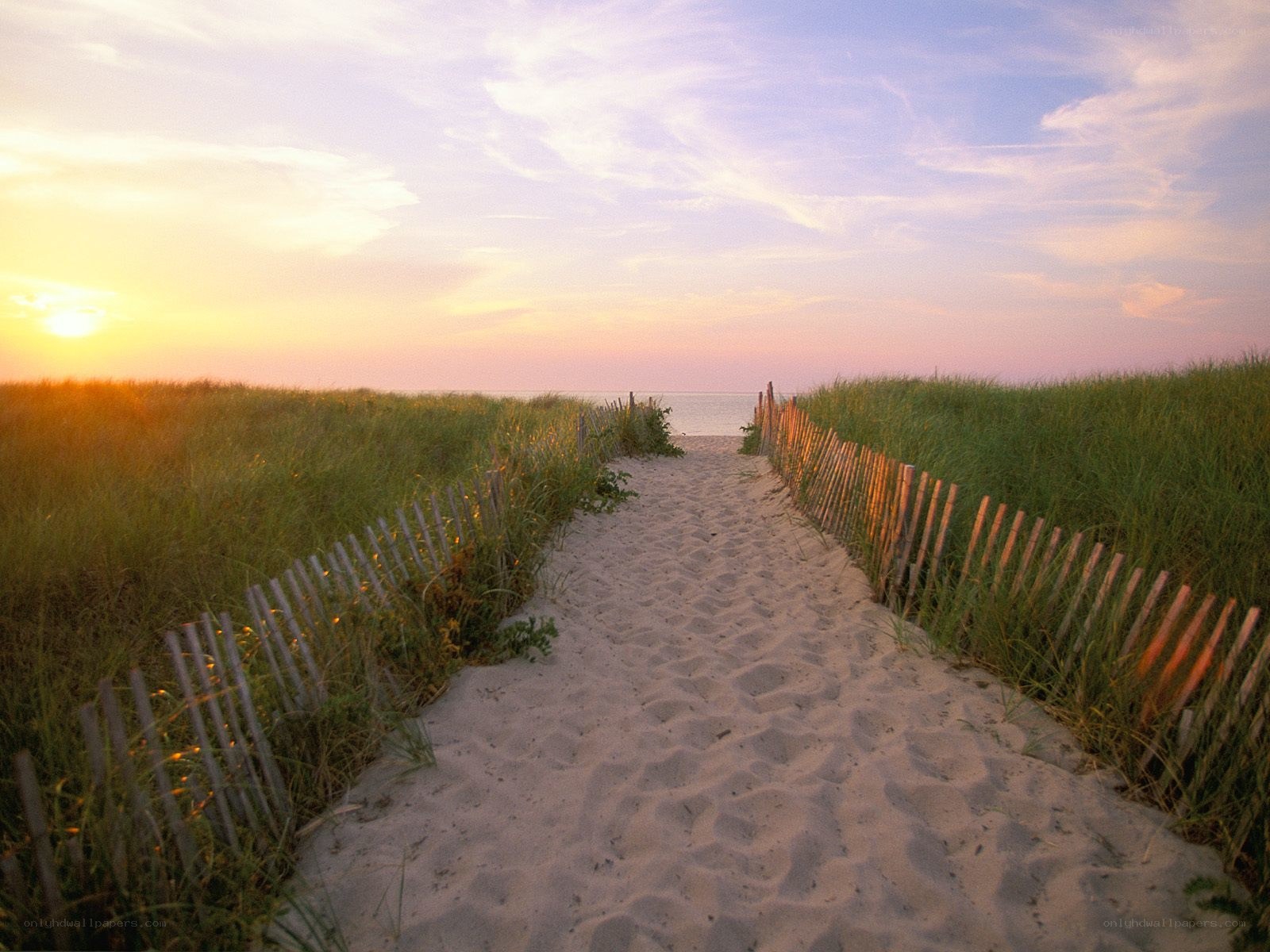 sunset beach path