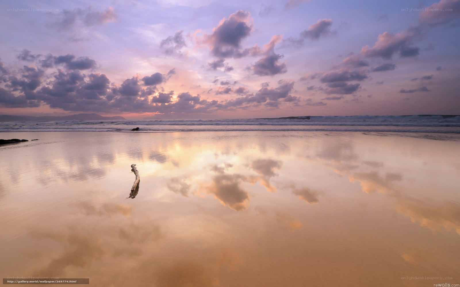 Sunset beach reflection