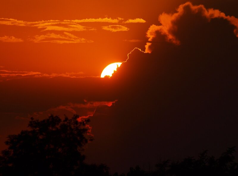 Sunset behind clouds