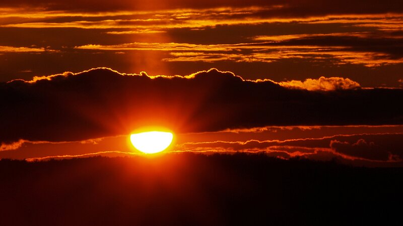 Sunset behind clouds