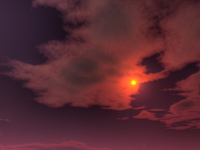 Sunset behind clouds