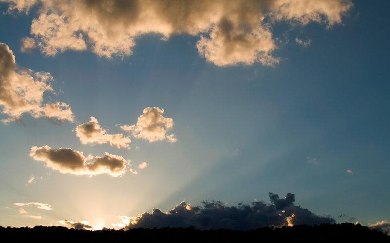 Sunset Behind Clouds — Blue, Dramatic, Photograph, Sky, Silhouette