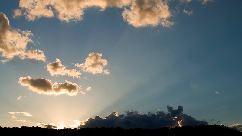 Sunset Behind Clouds — Blue, Dramatic, Photograph, Sky