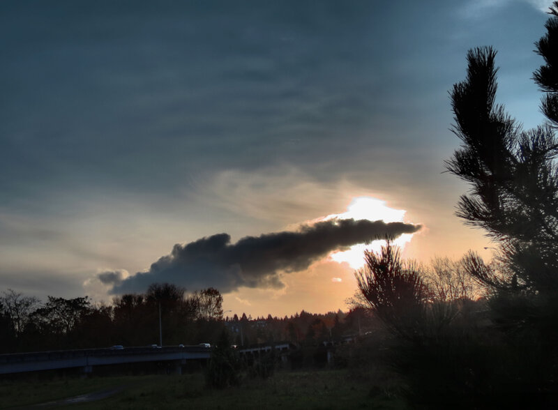 Sunset Behind Clouds — Gray, Dramatic, Photograph