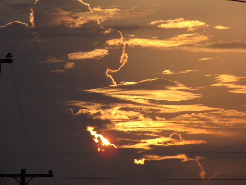 Sunset Behind Clouds — Orange, Dramatic, Photograph, Power Lines
