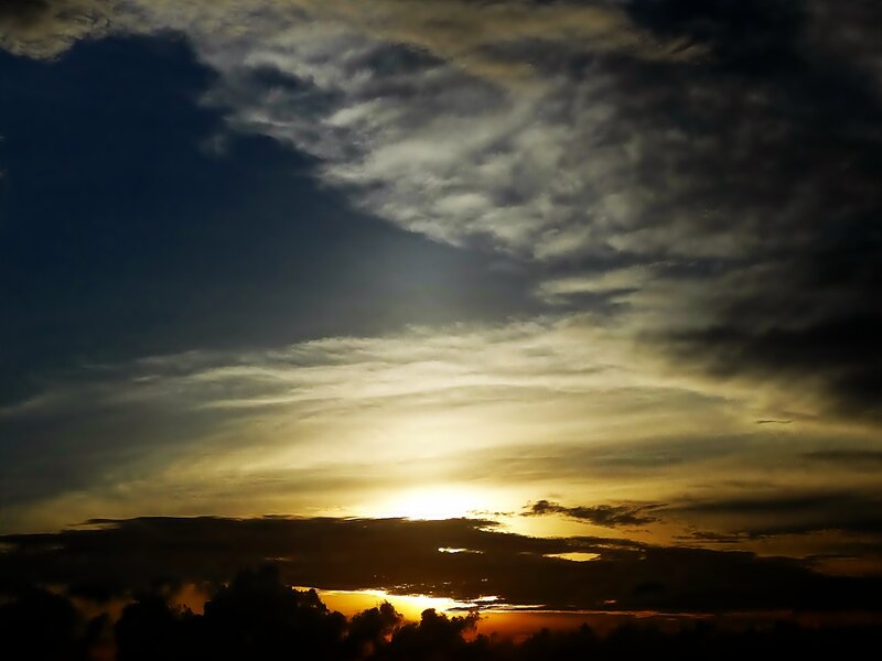 Sunset Behind Clouds — Yellow, Dramatic, Photograph, Sun