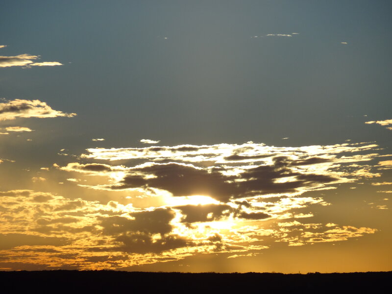 Sunset Behind Clouds — Yellow, Dramatic, Photograph