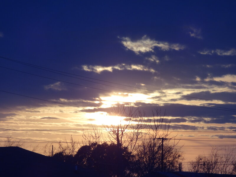 Sunset Behind Power Lines — Blue