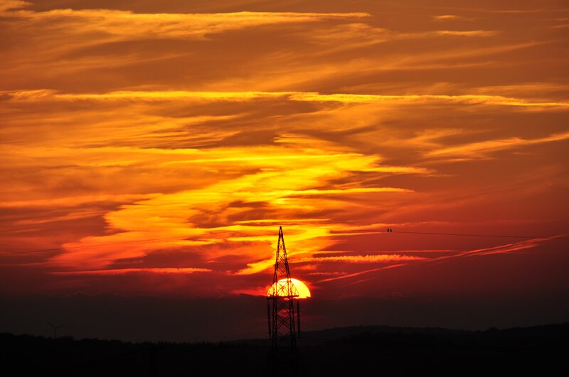 Sunset Behind Power Tower